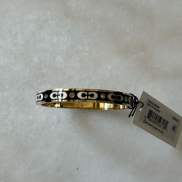 Coach Signature Enamel Hinged Bangle Bracelet-Black/Gold Tone NWT🌺 - Picture 2 of 3